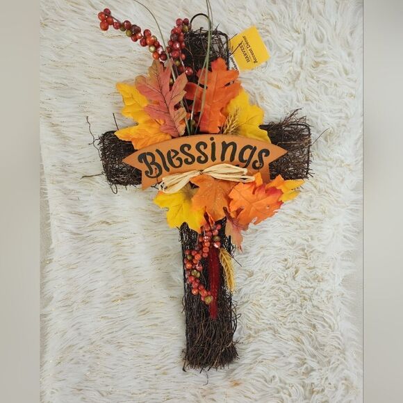 New Fall Thanksgiving Harvest Wreath Crost Blessing 20inch long - Picture 1 of 5